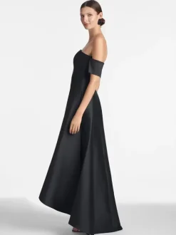 Robe de mariée pour mère de la mariée décolleté manches courtes ligne A plissée longueur au sol robes d'invitées pour mariage