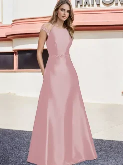 Robe de mariée pour mère de la mariée col en V manches courtes ligne A perles longueur au sol robes d'invitées de mariage