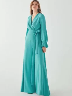 Robe de mariée pour mère de la mariée col en V manches longues combinaison avec n艙uds longueur au sol robes d'invitées de mariage