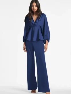 Robe de mariée pour mère de mariée col en v manches longues ligne a volants longueur au sol robes d'invitées pour mariage