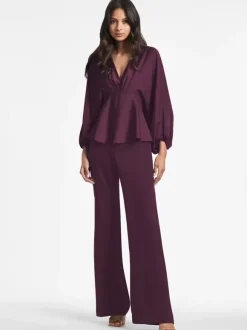 Robe de mariée pour mère de mariée col en v manches longues ligne a volants longueur au sol robes d'invitées pour mariage