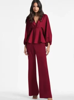 Robe de mariée pour mère de mariée col en v manches longues ligne a volants longueur au sol robes d'invitées pour mariage