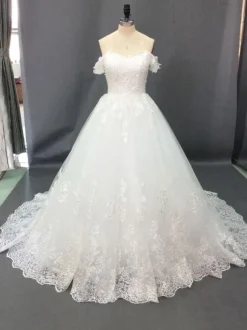 Robe de mariée princesse en tulle ivoire à traîne ronde robe de mariage
