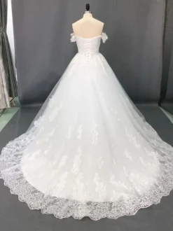 Robe de mariée princesse en tulle ivoire à traîne ronde robe de mariage