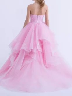Robe de mariée rose robe de mariage bustier zip sur dos à grande traîne