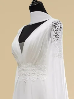 Robe de mariée simple A-Line col en V manches longues découpées 40 cm robes de mariée