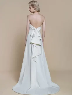 Robe de mariée simple en crêpe extensible avec décolleté sans manches en dentelle robe de bal de 20 cm