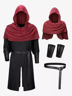Robe de moine marron pour homme tunique médiévale de moine avec capuche costume de GN Renaissance avec ceinture