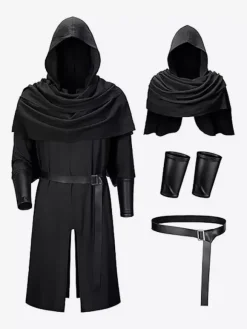 Robe de moine marron pour homme tunique médiévale de moine avec capuche costume de GN Renaissance avec ceinture