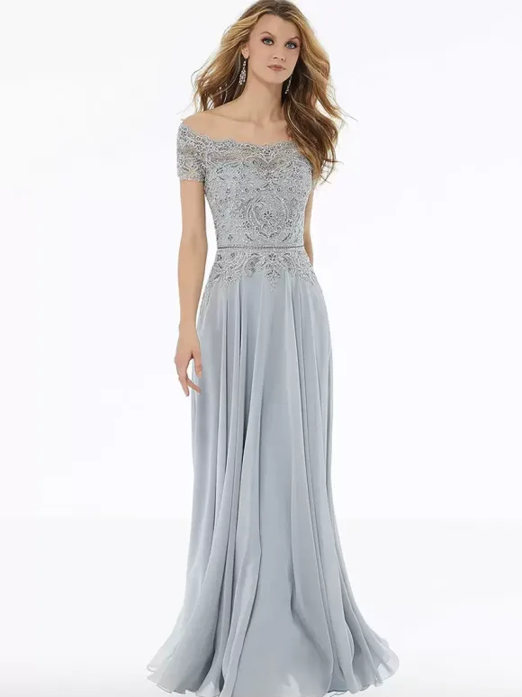 Robe de mère col bateau manches courtes a-ligne dentelle longueur au sol robes d'invité de mariage