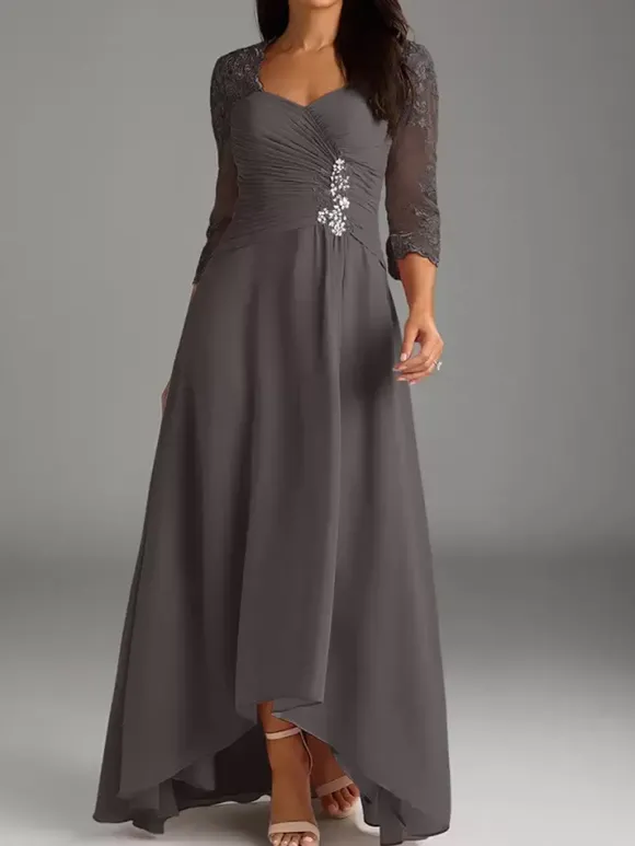 Robe de mère de la mariée élégante en dentelle à décolleté en c艙ur longue robe de soirée pour mariage