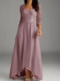 Robe de mère de la mariée élégante en dentelle à décolleté en c艙ur longue robe de soirée pour mariage