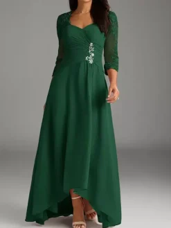 Robe de mère de la mariée élégante en dentelle à décolleté en c艙ur longue robe de soirée pour mariage