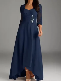 Robe de mère de la mariée élégante en dentelle à décolleté en c艙ur longue robe de soirée pour mariage