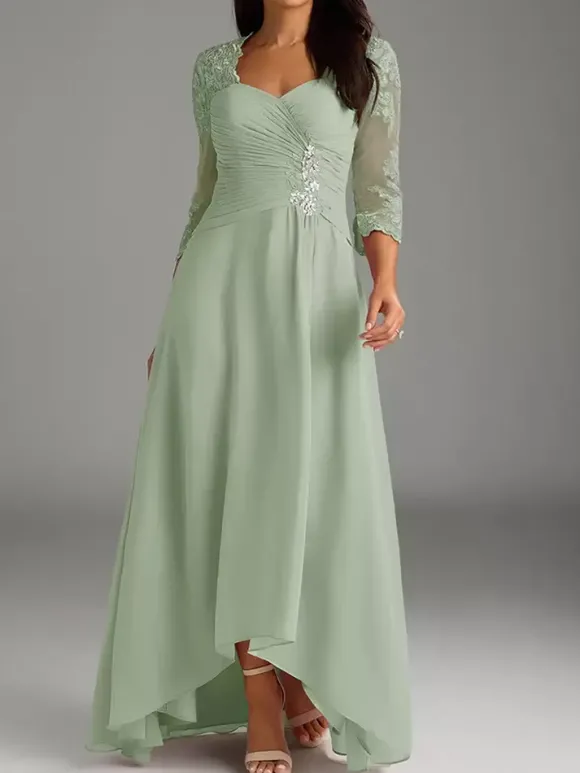 Robe de mère de la mariée élégante en dentelle à décolleté en c艙ur longue robe de soirée pour mariage