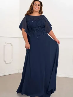 Robe de mère de mariée col bateau manche courte robes d'invité de mariage Cadeau pour maman