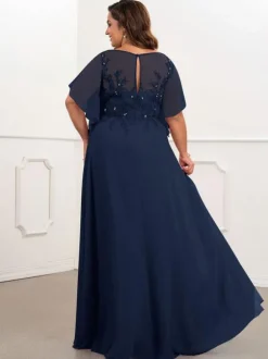 Robe de mère de mariée col bateau manche courte robes d'invité de mariage Cadeau pour maman