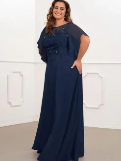Robe de mère de mariée col bateau manche courte robes d'invité de mariage Cadeau pour maman