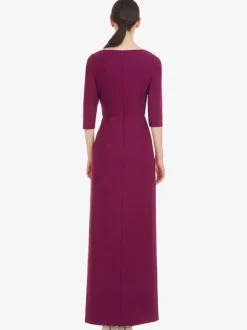 Robe de mère de mariée conçue décolleté demi-manches gaine plissée longueur au sol robes d'invitées de mariage