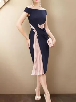 Robe de mère de mariée deux pièces robe et boléro col bateau au genou robe d'invitée de mariage robe cocktail mariage