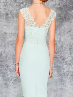 Robe de mère de mariée deux pièces robe col v sans manche veste manche longue