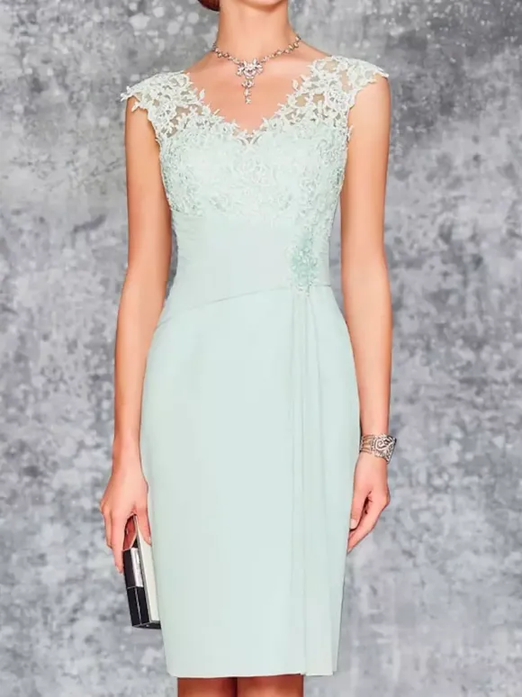 Robe de mère de mariée deux pièces robe col v sans manche veste manche longue