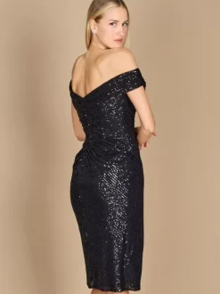 Robe de mère de mariée épaules dénudées sans manches gaine longueur aux genoux robes d'invitées pour mariage