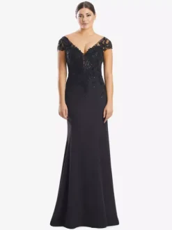 Robe de mère de mariée robe de cocktail mariage col V manche courte zip sur dos