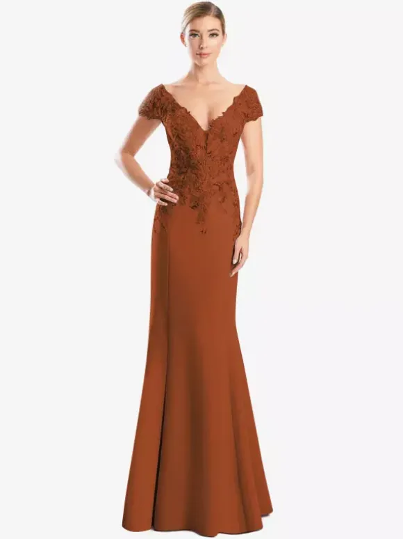 Robe de mère de mariée robe de cocktail mariage col V manche courte zip sur dos