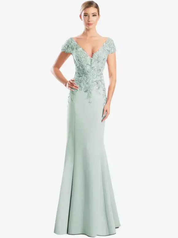 Robe de mère de mariée robe de cocktail mariage col V manche courte zip sur dos