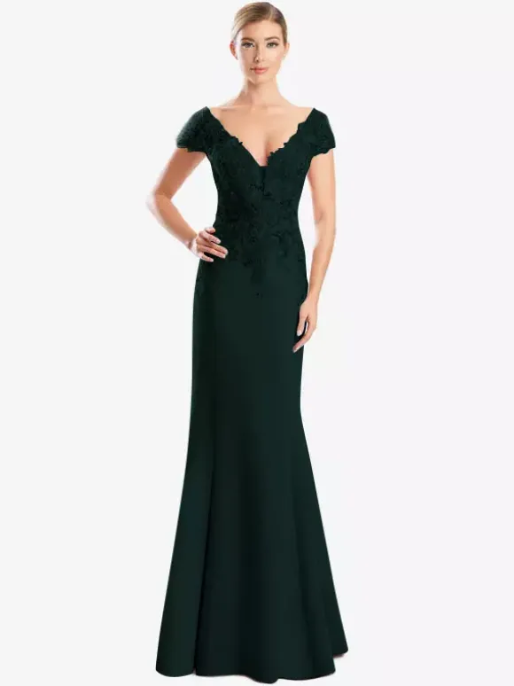 Robe de mère de mariée robe de cocktail mariage col V manche courte zip sur dos