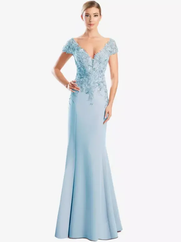 Robe de mère de mariée robe de cocktail mariage col V manche courte zip sur dos