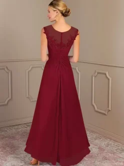 Robe de mère de mariée robe d'invitée de mariage col rond zip sur dos