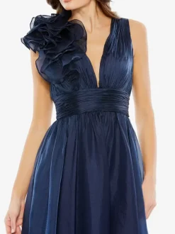 Robe de mère de mariée robe d'invitée de mariage courte col V sans manche