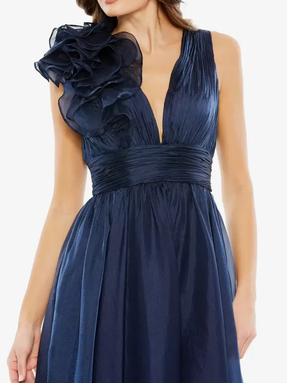 Robe de mère de mariée robe d'invitée de mariage courte col V sans manche