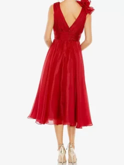 Robe de mère de mariée robe d'invitée de mariage courte col V sans manche