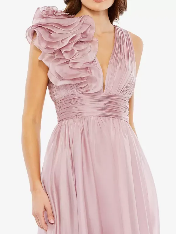 Robe de mère de mariée robe d'invitée de mariage courte col V sans manche
