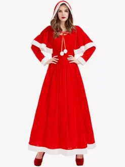 Robe de Noël verte pour femme cape en polyester costumes de Noël