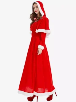 Robe de Noël verte pour femme cape en polyester costumes de Noël