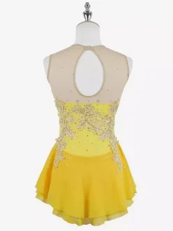 Robe de patinage blanche sans manches ornée de perles pour femmes et filles