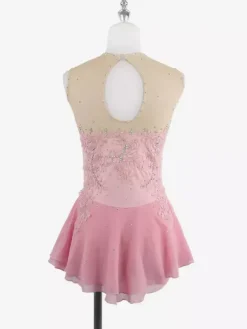 Robe de patinage blanche sans manches ornée de perles pour femmes et filles