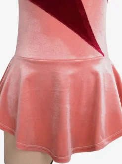 Robe De Patinage Bordeaux Velours Coréen Color Block Dance Costumes