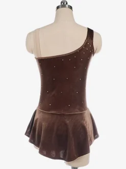 Robe De Patinage Café Marron Costumes De Danse En Velours Coréen
