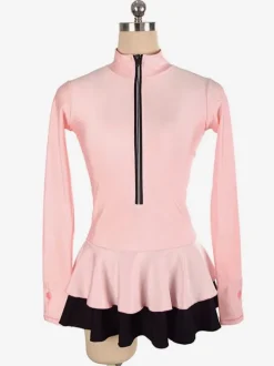 Robe de Patinage Costumes de Danse Bicolore Polyester Rose