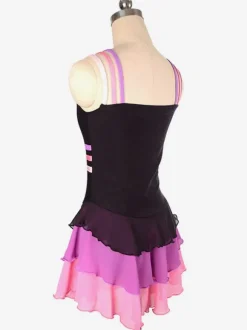 Robe De Patinage Noir Polyester Rayures Costumes De Danse