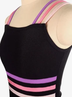Robe De Patinage Noir Polyester Rayures Costumes De Danse