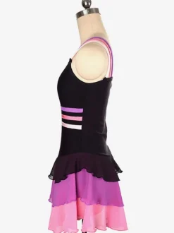 Robe De Patinage Noir Polyester Rayures Costumes De Danse