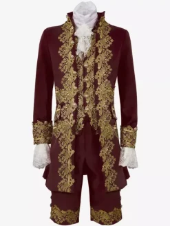 Robe de Prince de palais pour hommes Costume de Performance Costume rétro médiéval Bourgogne