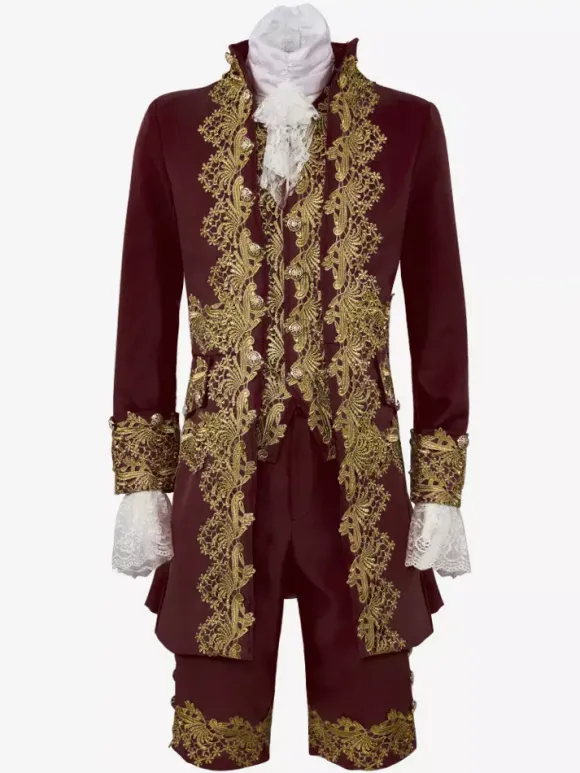 Robe de Prince de palais pour hommes Costume de Performance Costume rétro médiéval Bourgogne