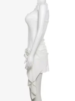 Robe de soirée blanche sans manches robe semi-formelle sans bretelles
